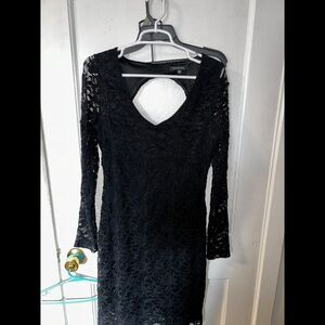 MARINA Black Lace Long Sleeve Dress
